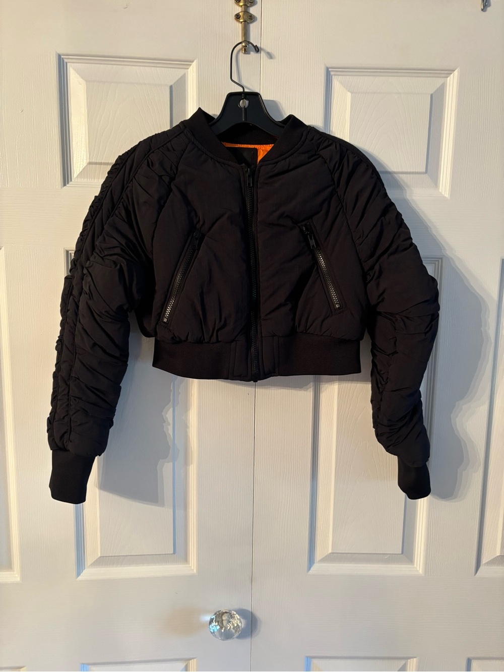 Fashion Nova Black Cropped Bomber Jacket
